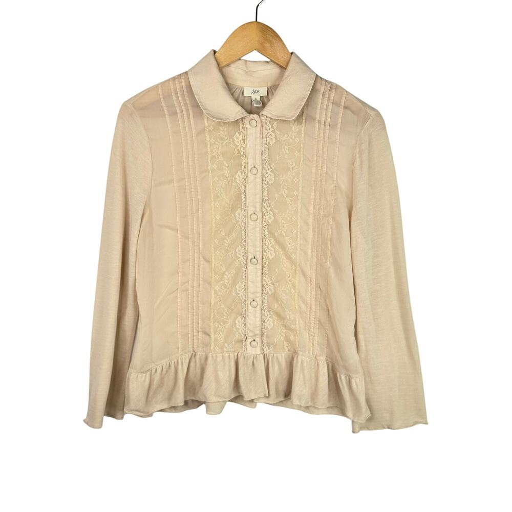 J. Jill Beige Romantic Lace Blouse Small